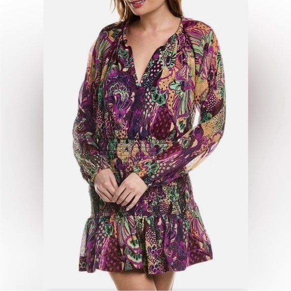 NWT A.L.C. Callie Floral Shirred Mini Dress - Picture 1 of 9